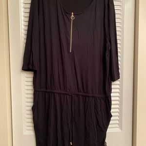Zip Detail Casual dress with drawstring waist.